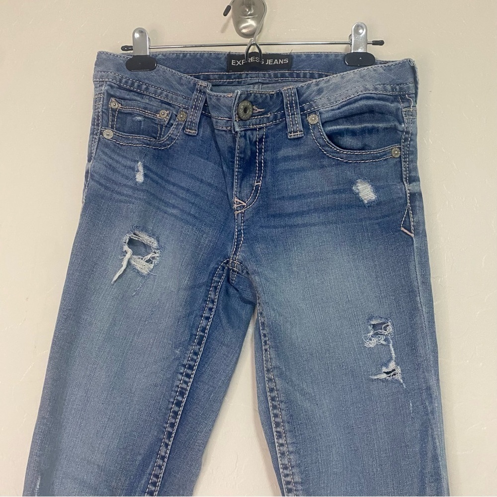 Express Barely Boot Stella Low Rise Medium Wash D… - image 2